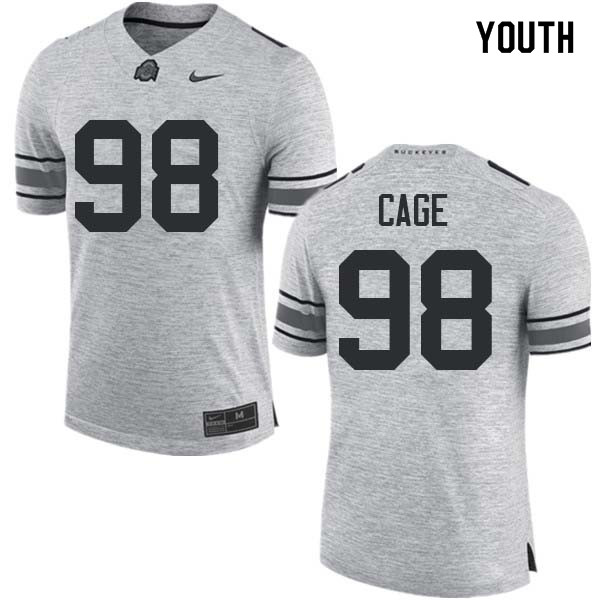 Ohio State Buckeyes Jerron Cage Youth #98 Gray Authentic Stitched College Football Jersey